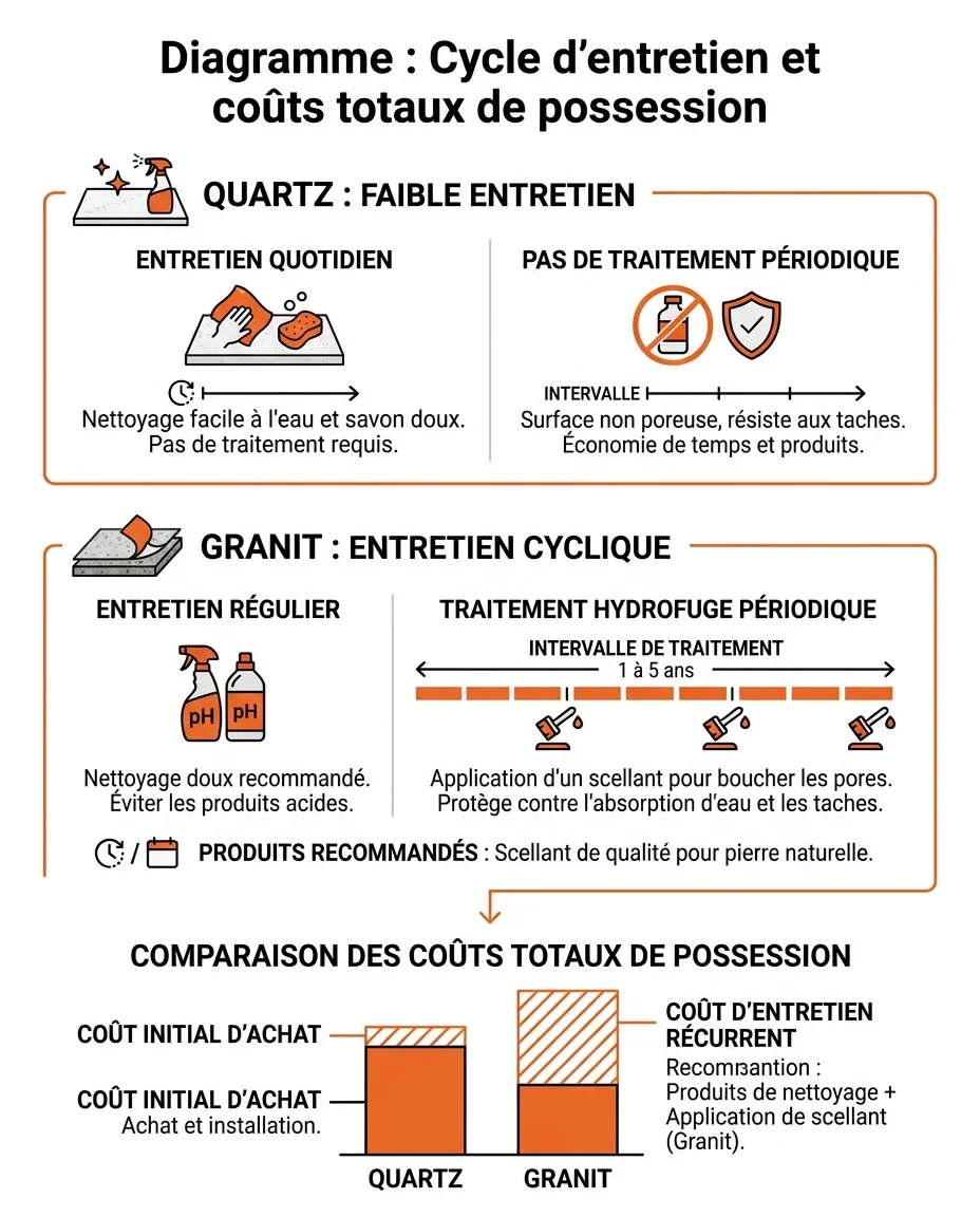 Diagramme : Cycle d'entretien et coûts totaux de possession