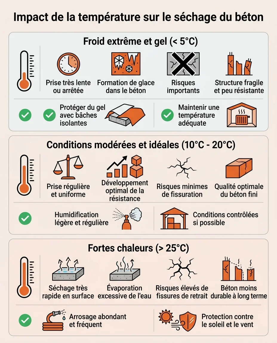 Impact de la température sur le séchage du béton