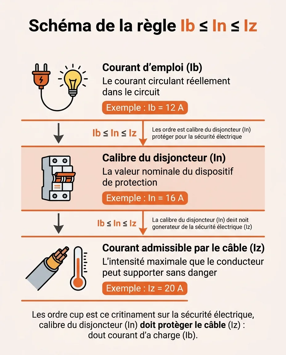 Schéma de la règle Ib ≤ In ≤ Iz